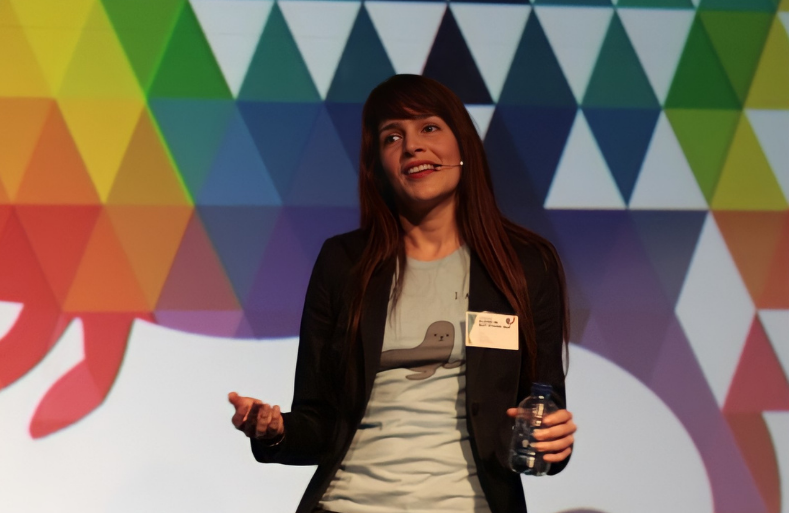Sofia Quintero speaking on stage